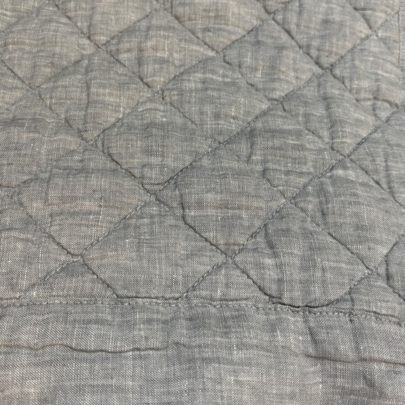 Pottery Barn Flax Linen Diamond Quilted Euro Shams Set 26 X26 Heathered Charcoal - Picture 7 of 14